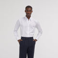 Chemise cintrée en popeline double retors blanche - 1