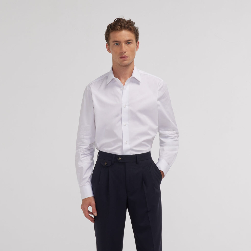 Chemise grande longueur en popeline blanche - 1