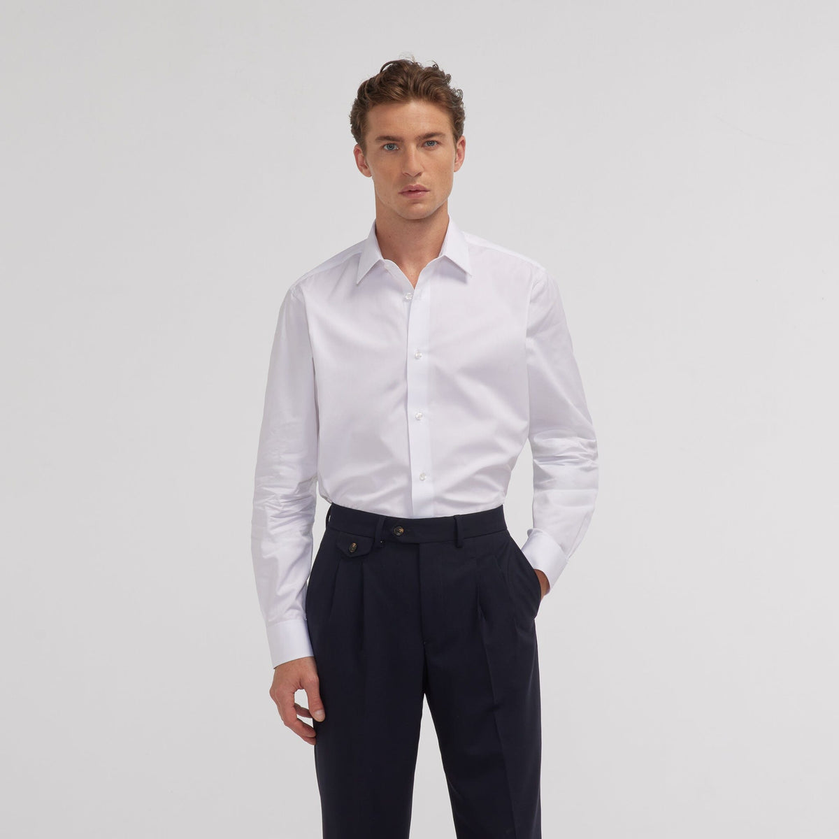 Chemise grande longueur en popeline blanche - 1