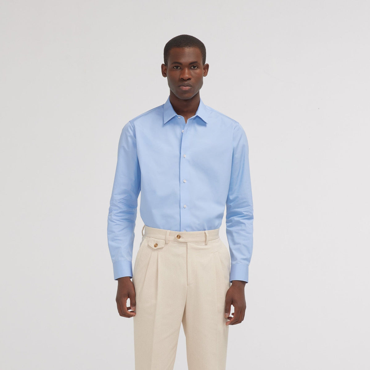 Chemise grande longueur cintrée en popeline blanche - 5