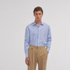 Chemise en popeline à rayures bleues - 1