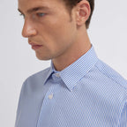 Chemise en popeline à rayures bleues - 2