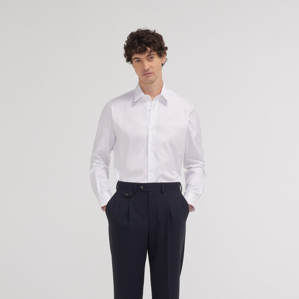 Chemise grande longueur cintrée en oxford blanche - 1