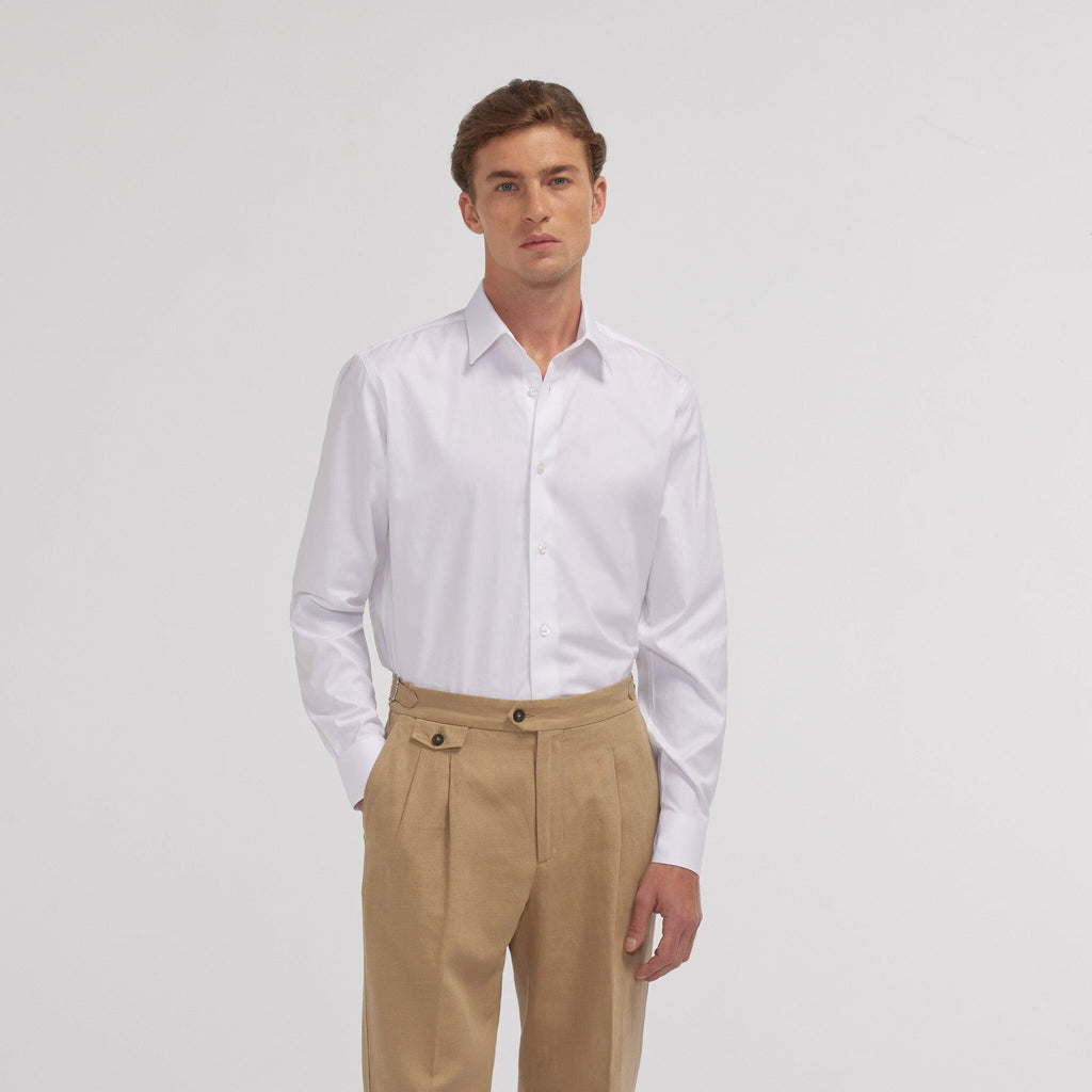 Chemise grande longueur en oxford double retors blanche - 1