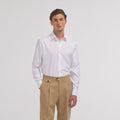 Chemise grande longueur en oxford double retors blanche - 1