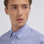 Chemise en popeline faux-uni à fines rayures bleues - 2