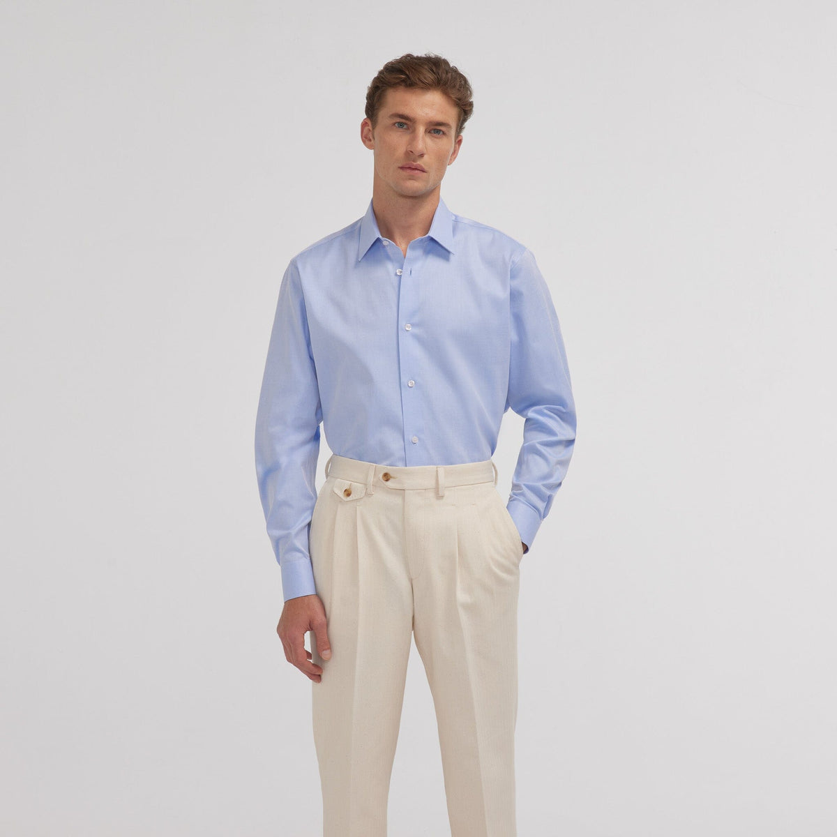 Chemise grande longueur en twill blanche - 3