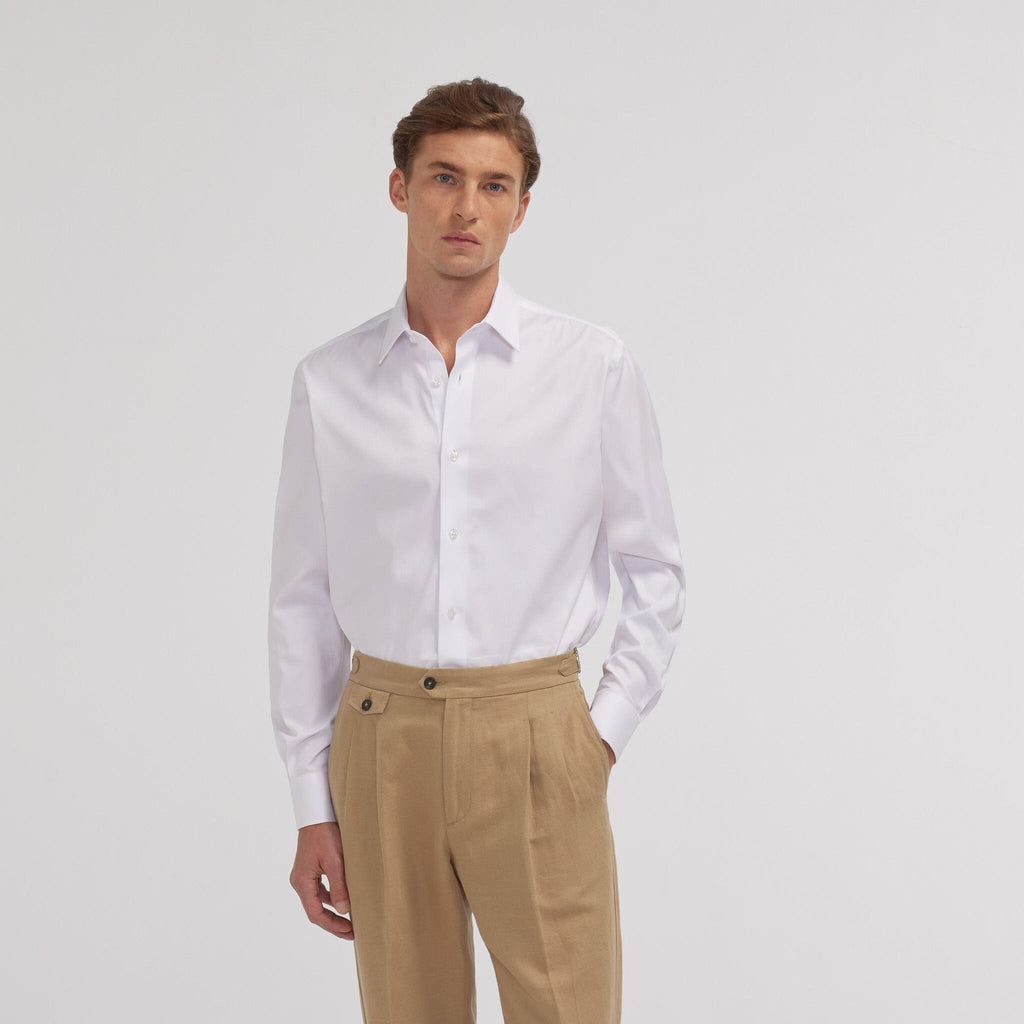 Chemise grande longueur en twill blanche - 1