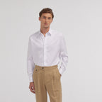 Chemise grande longueur en twill blanche - 1