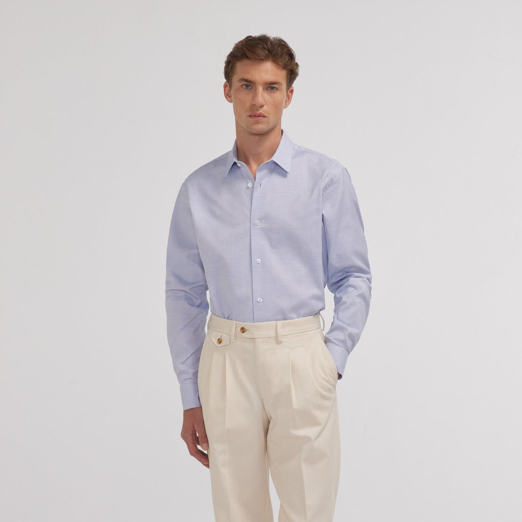 Chemise en royal oxford pied de puce bleue - 1