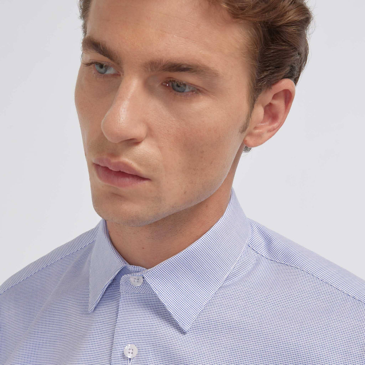 Chemise en royal oxford pied de puce bleue - 2