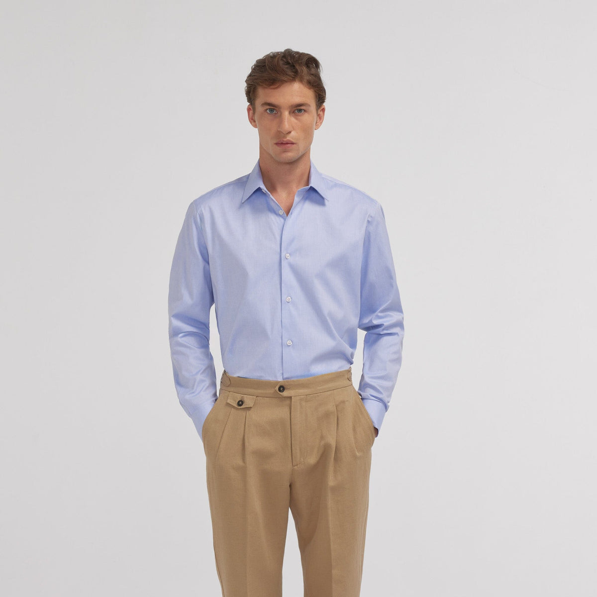 Chemise grande longueur en oxford double retors blanche - 3