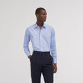 Chemise cintrée en fil-à-fil double retors bleue - 1