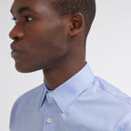 Chemise cintrée en fil-à-fil double retors bleue - 2
