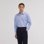 Chemise en fil-à-fil double retors bleue - 1