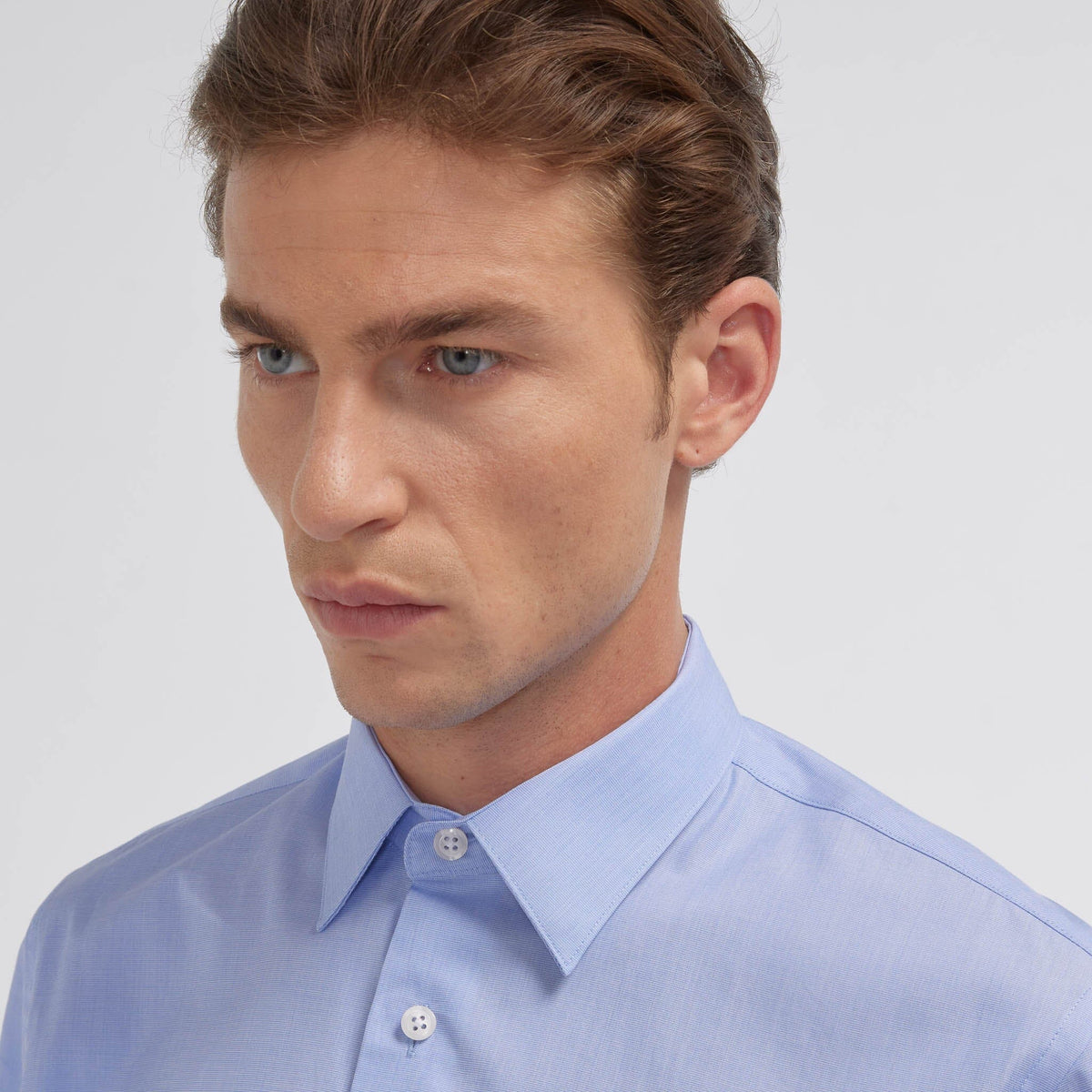 Chemise en fil-à-fil double retors bleue - 2