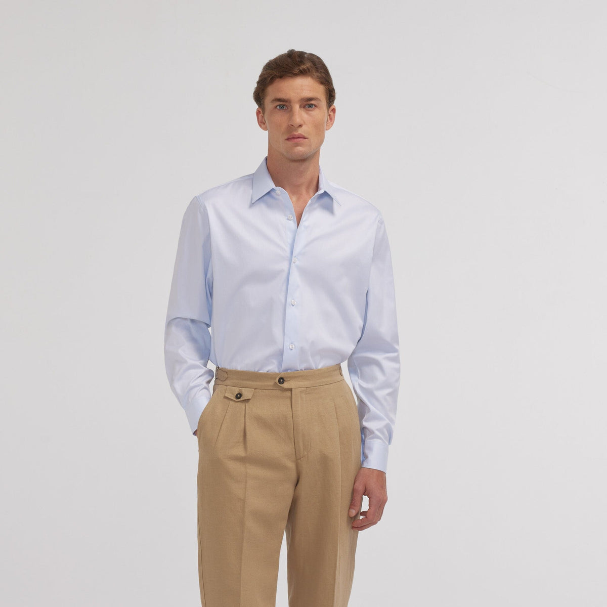 Chemise grande longueur en twill blanche - 5