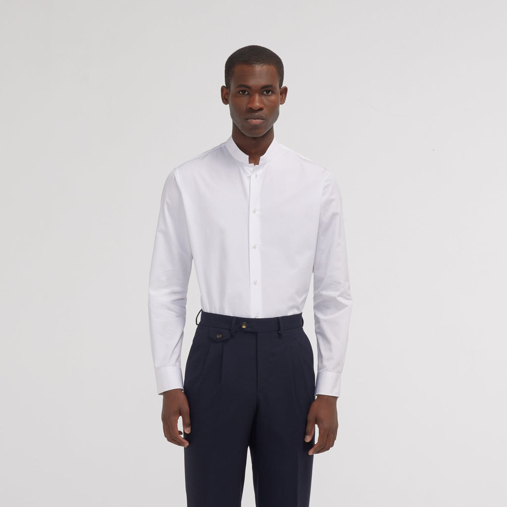 Chemise cintrée en popeline double retors blanche - 1