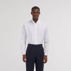 Chemise cintrée en popeline double retors blanche - 1