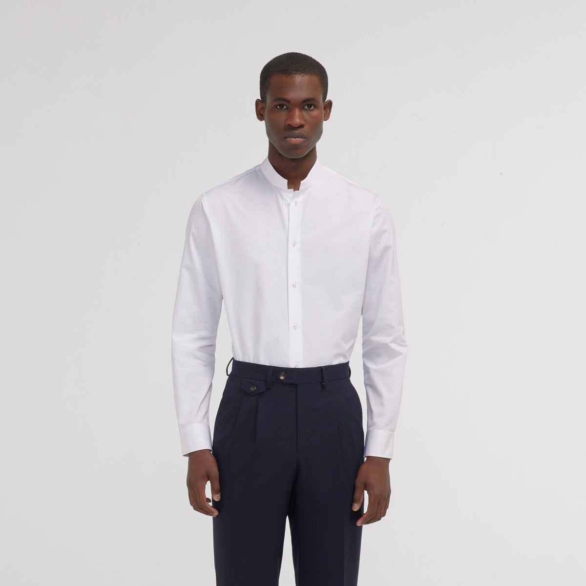 Chemise cintrée en popeline double retors blanche - 1