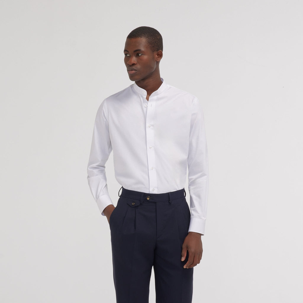Chemise cintrée en popeline double retors blanche - 1