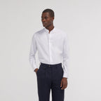 Chemise cintrée en popeline double retors blanche - 1