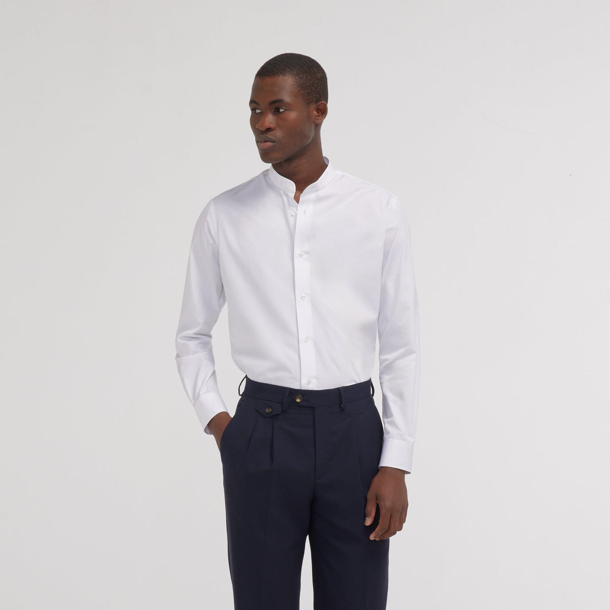 Chemise cintrée en popeline double retors blanche - 1