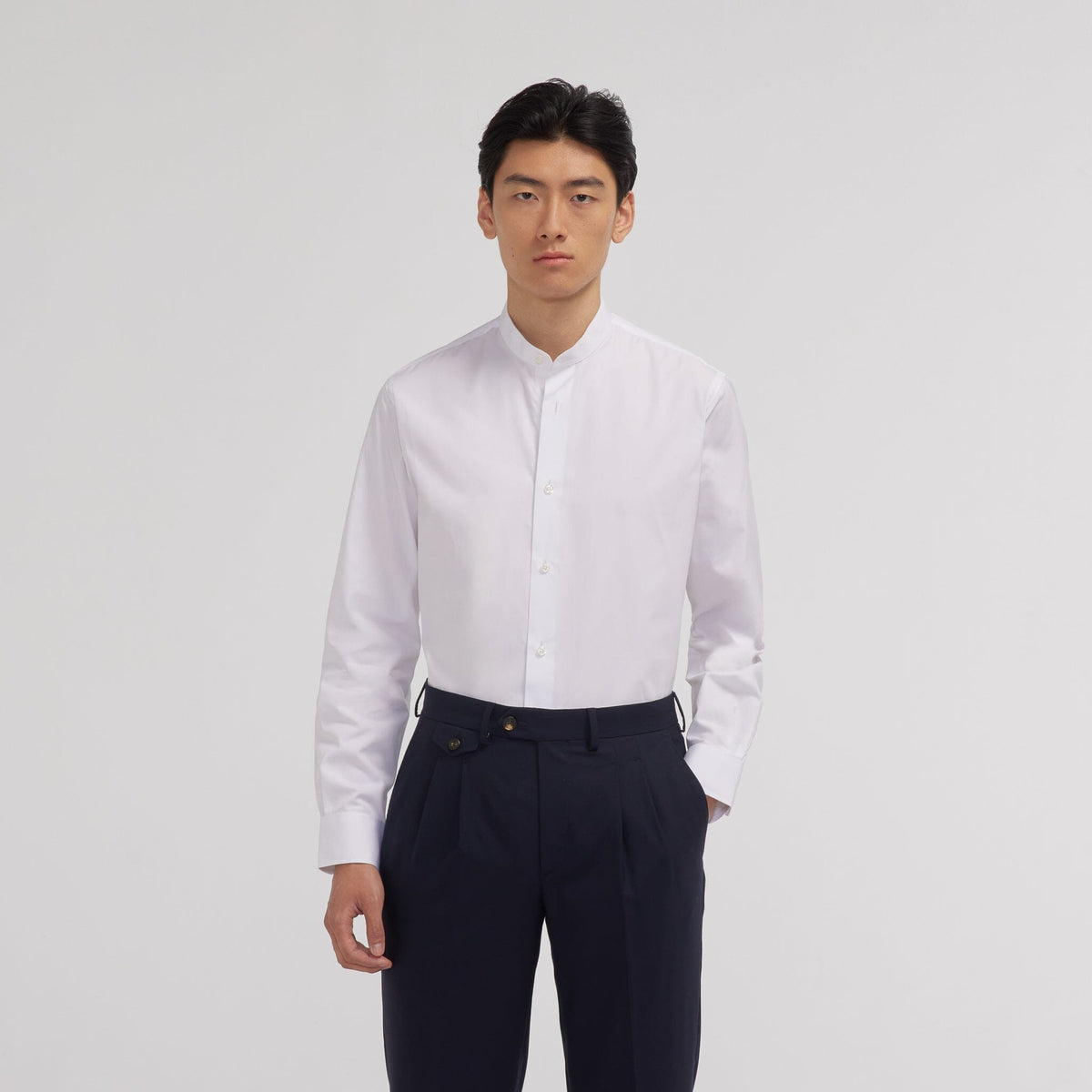 Chemise en popeline double retors blanche - 1