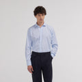 Chemise grande longueur cintrée en popeline à rayures bleu ciel - 1