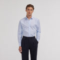 Chemise en popeline double retors à petites rayures bleu ciel - 1