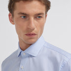 Chemise en popeline double retors à petites rayures bleu ciel - 2