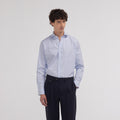Chemise cintrée en popeline double retors à carreaux bleu foncé - 1