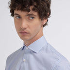Chemise cintrée en popeline double retors à carreaux bleu foncé - 2