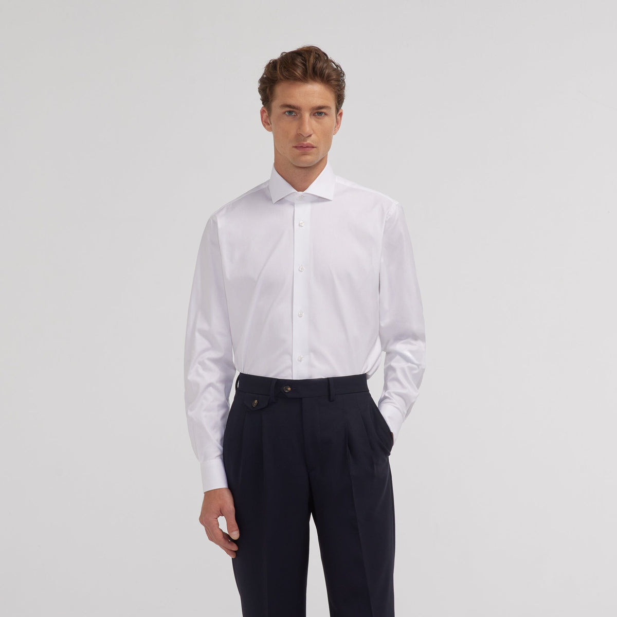 Chemise grande longueur en oxford bleu ciel - 5
