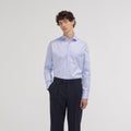Chemise grande longueur cintrée en twill bleue - 1
