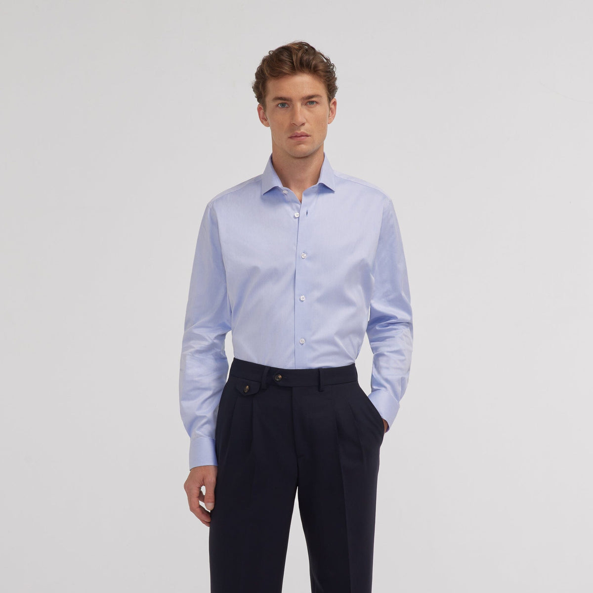 Chemise grande longueur en twill blanche - 3