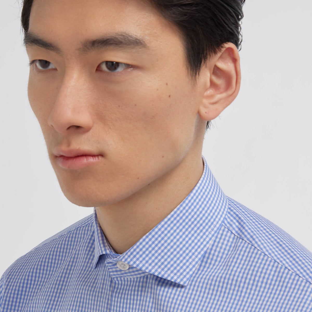Chemise en popeline double retors vichy bleue - 2