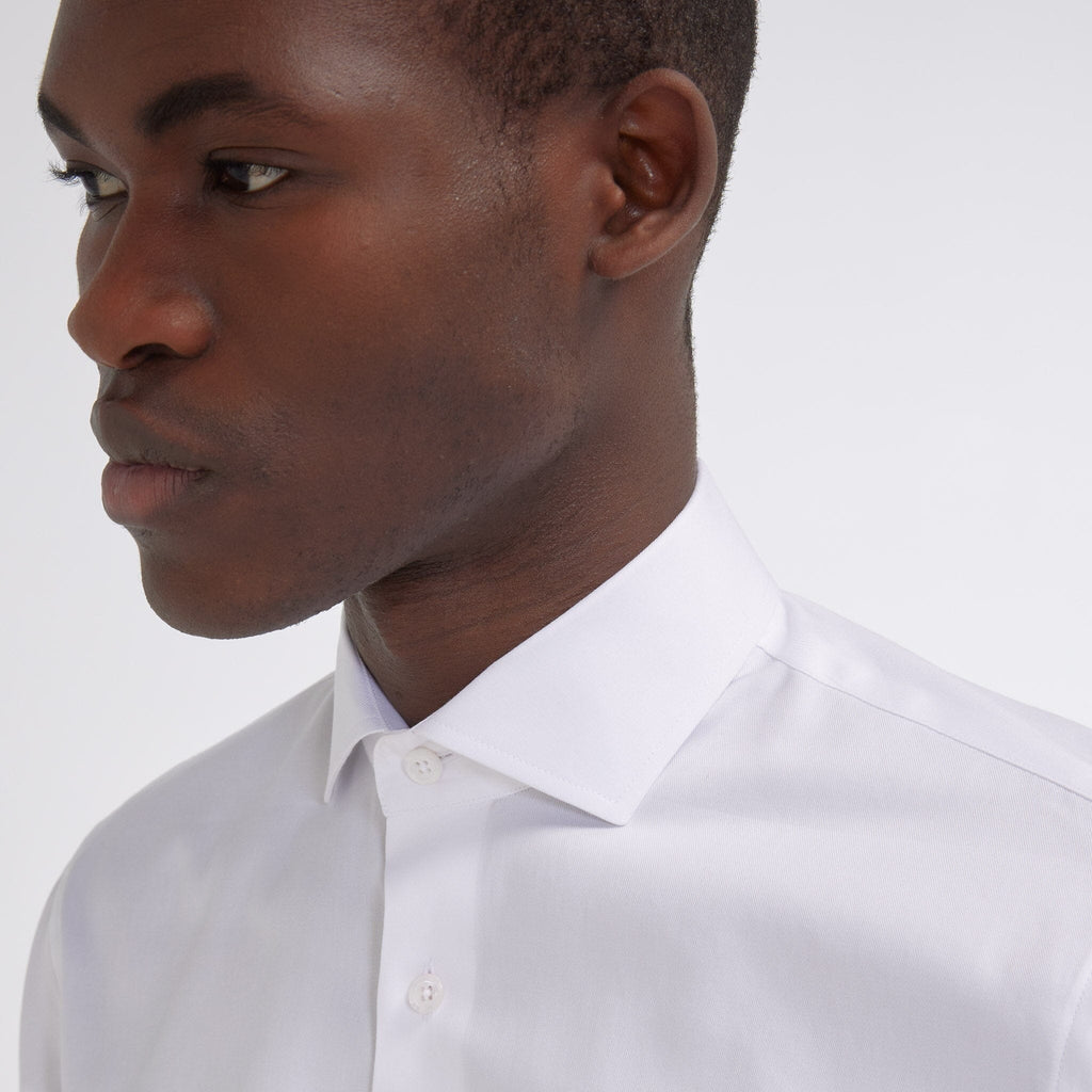 Chemise grande longueur cintrée en twill bleue - 4
