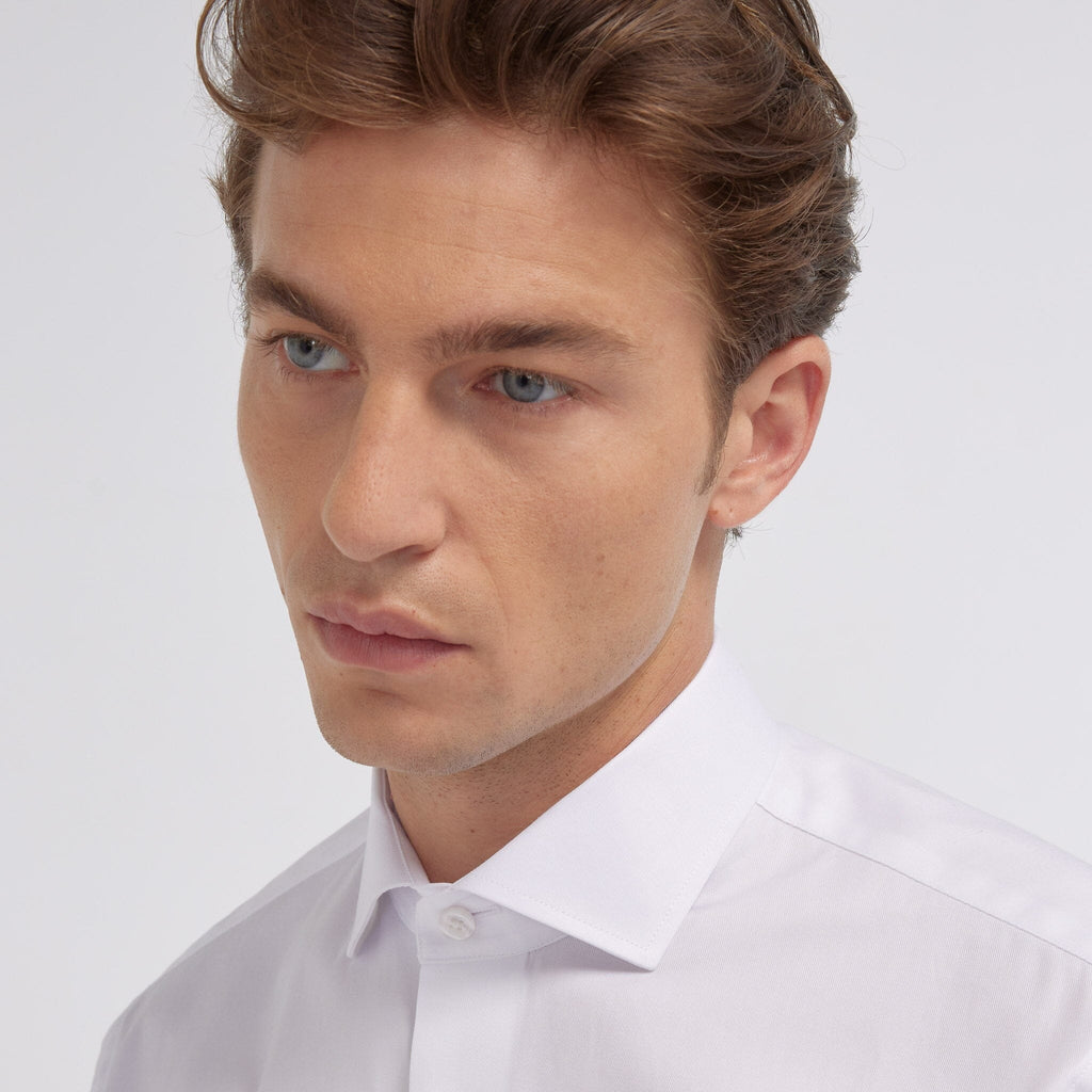 Chemise grande longueur en twill blanche - 2