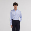 Chemise cintrée en twill double retors à rayures bleues - 1