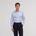 Chemise en twill double retors à rayures bleues - 1