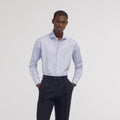 Chemise cintrée en royal oxford pied de puce bleue - 1