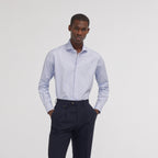 Chemise cintrée en royal oxford pied de puce bleue - 1