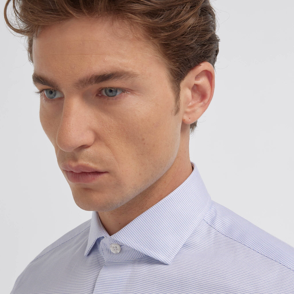 Chemise en royal oxford pied de puce bleue - 2