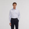 Chemise grande longueur en oxford bleu ciel - 1