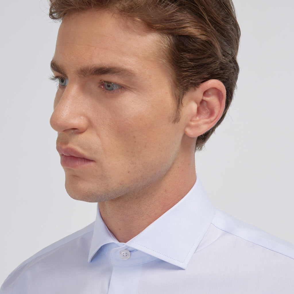 Chemise grande longueur en oxford bleu ciel - 2