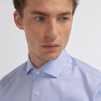 Chemise grande longueur en oxford bleu ciel - 4