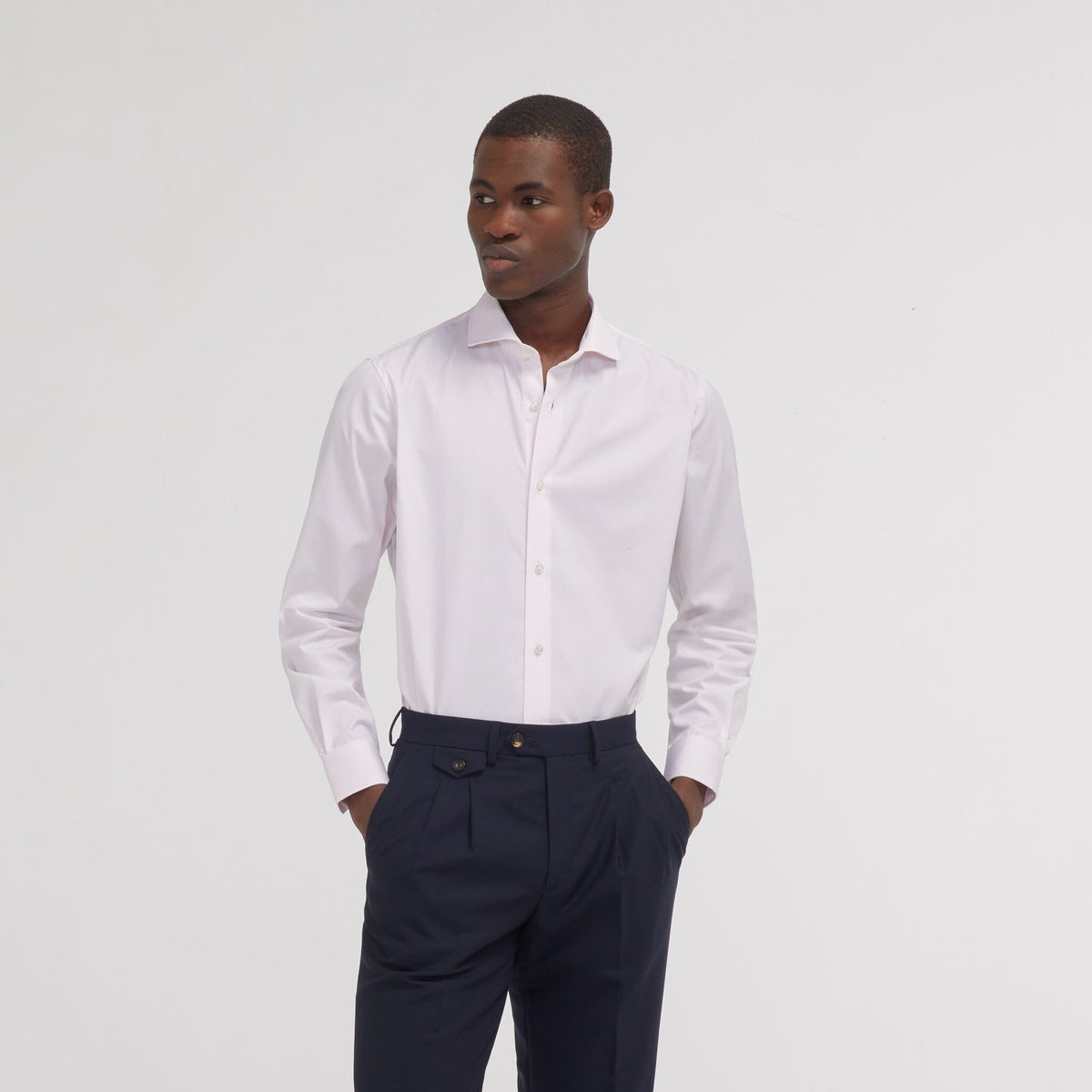 Chemise grande longueur cintrée en popeline blanche - 7