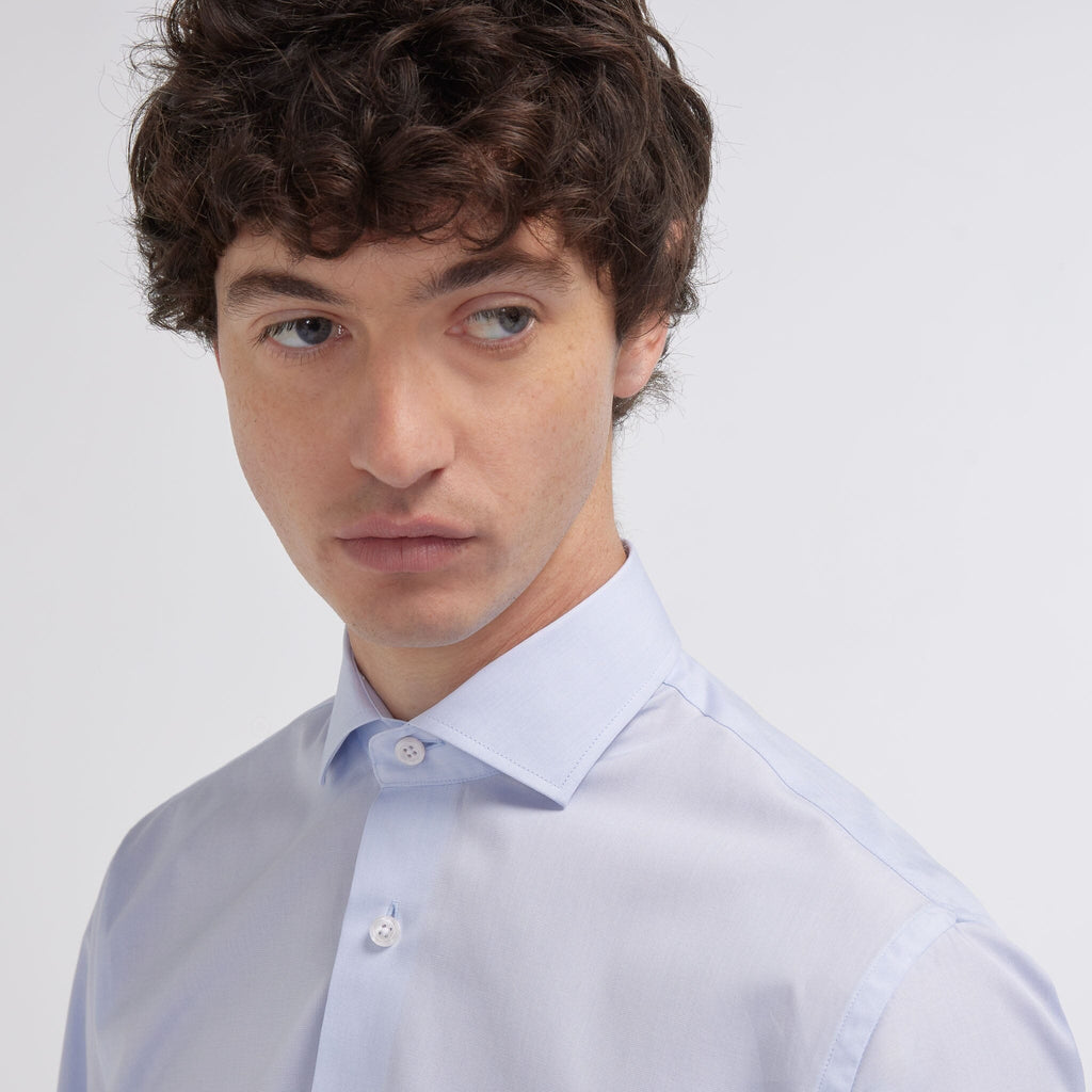Chemise cintrée en fil-à-fil double retors bleu nuit - 4