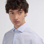 Chemise cintrée en fil-à-fil double retors bleu nuit - 4